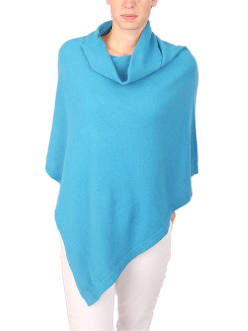 Poncho mantella da donna artigianale in lana azzurra Art Tricot | 2016115AZZURRO